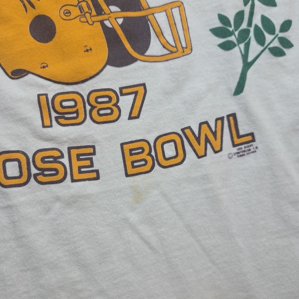 Vintage 1987 Arizona State Rose Bowl T-shirt Size 2XL White ASU Single Stitch - Picture 3 of 9